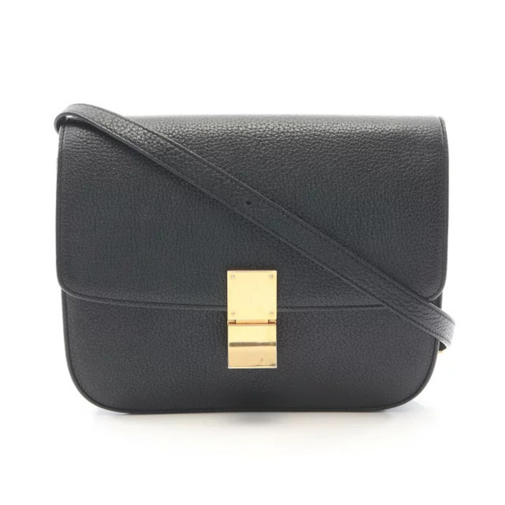 Celine Classic Box Bag black grained textured leather